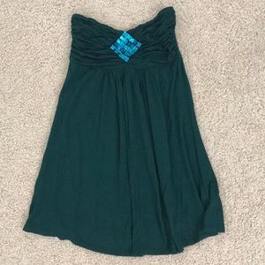 FOREVER 21 FLOWY TUBE TOP JADE TURQUOISE GREEN